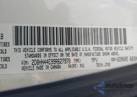 2009 Dodge Grand Caravan Se из США, поврежденный, VIN 2D8HN44E99R627978